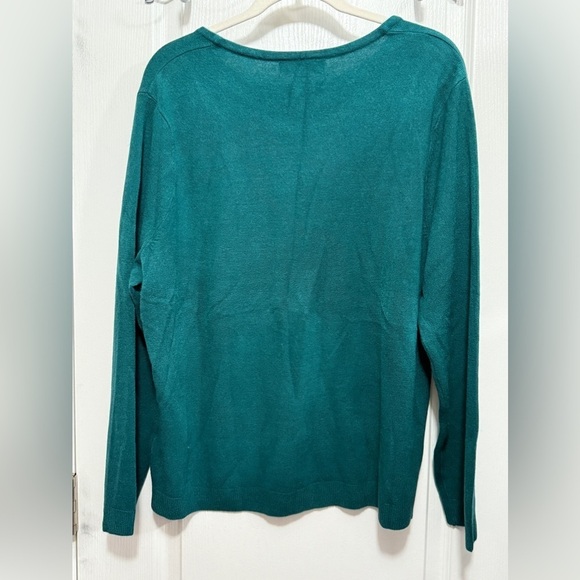 Sag Harbor plus size women’s 2X acrylic sweater dark cyan green pullover NWT New - Picture 2 of 14